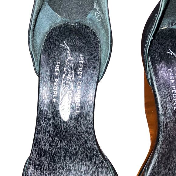 Jeffrey Campbell-Free People Black Leather Wedge Ankle-strap Heels- 7 - Picture 8 of 15